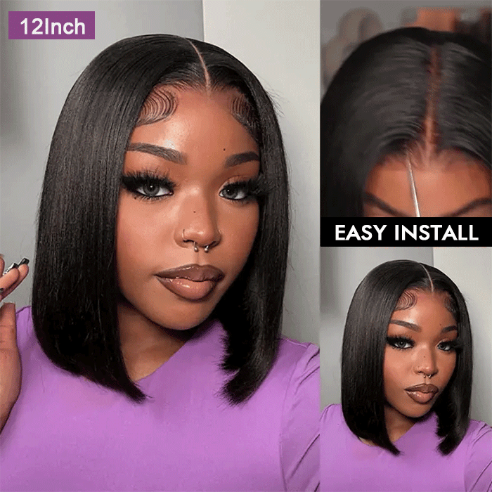Suqu Hair Glueless Straight Bob Wig Lace Front Human Hair Wigs For Women
