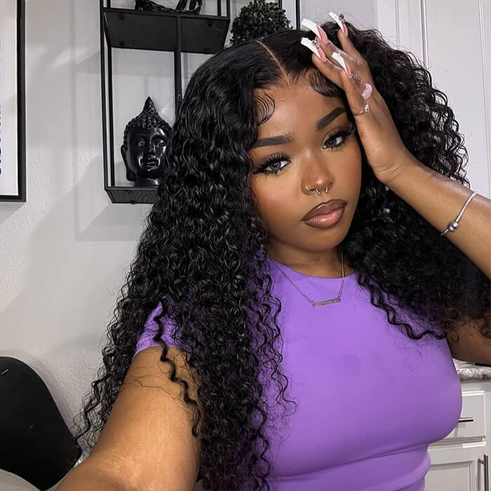 BOGO-Water Wave Human Hair 13x4 HD Transparent Lace Front Wigs Pre-plucked Hairline