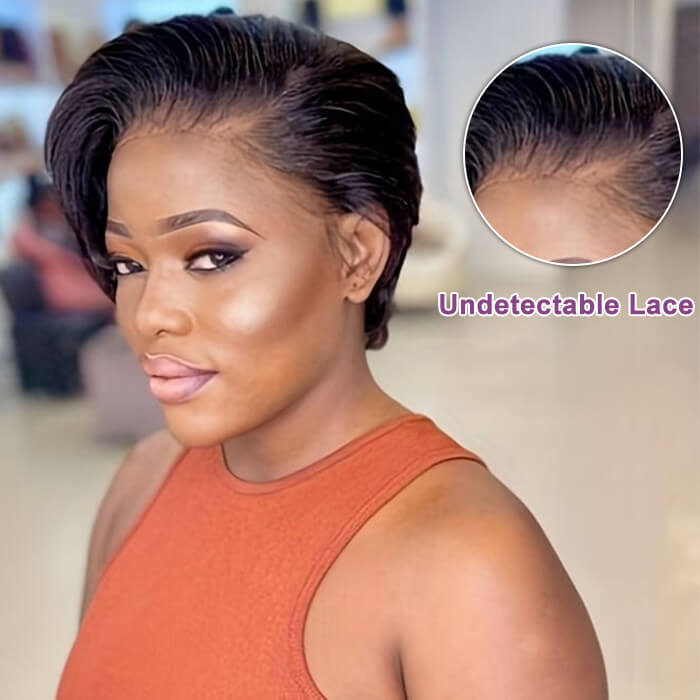 Straight Pixie Cut Wig Wig HD Lace 13x4 Full Frontal Brazilian Hair Wigs