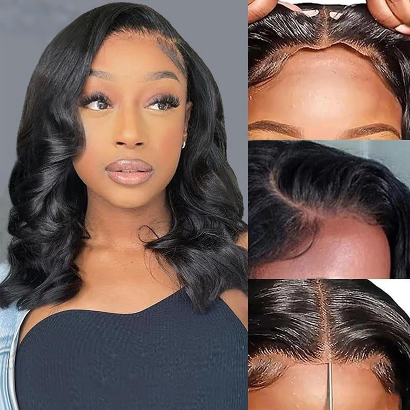 Wear And Go Transparent Body Wave Bob Wig Pre Bleached Knots Glueless Lace Front Wig