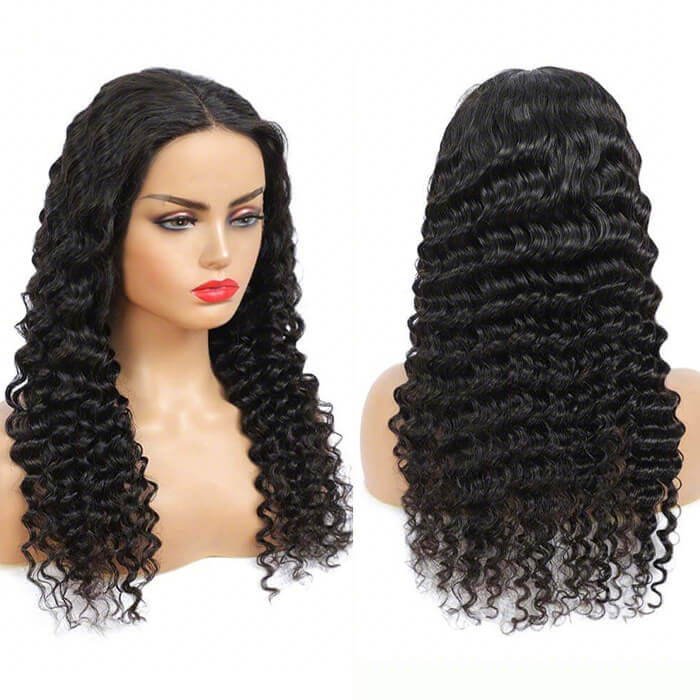 Deep Wave Wig Glueless Pre Plucked Natural Hairline Human Hair Wig