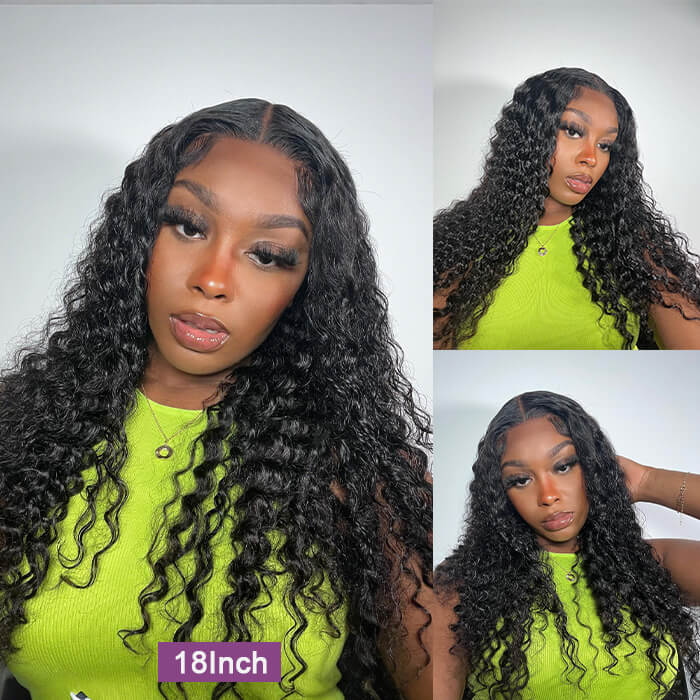[18''=₵899] Deep Wave Glueless 4x4 Upgraded Lace Closure Pre-Cut Lace Wig