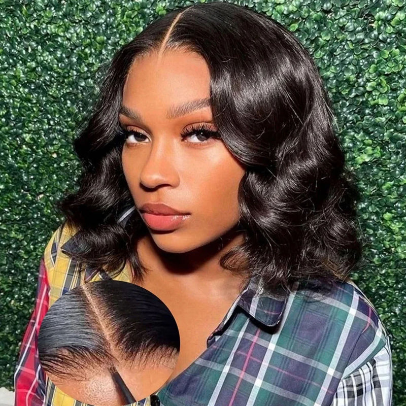 Wear And Go Transparent Body Wave Bob Wig Pre Bleached Knots Glueless Lace Front Wig