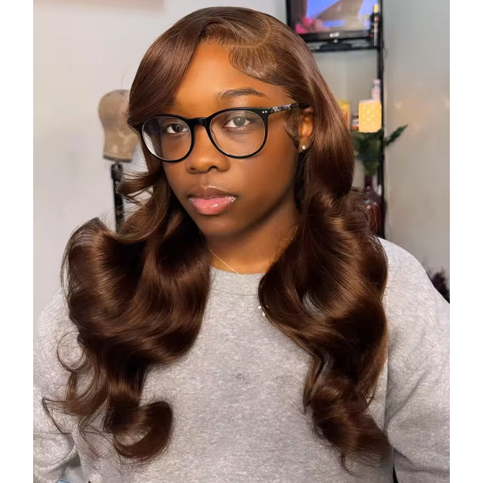 #4 Chocolate Brown Wig 13x4 Lace Front Wig Body Wave Human Hair Wigs