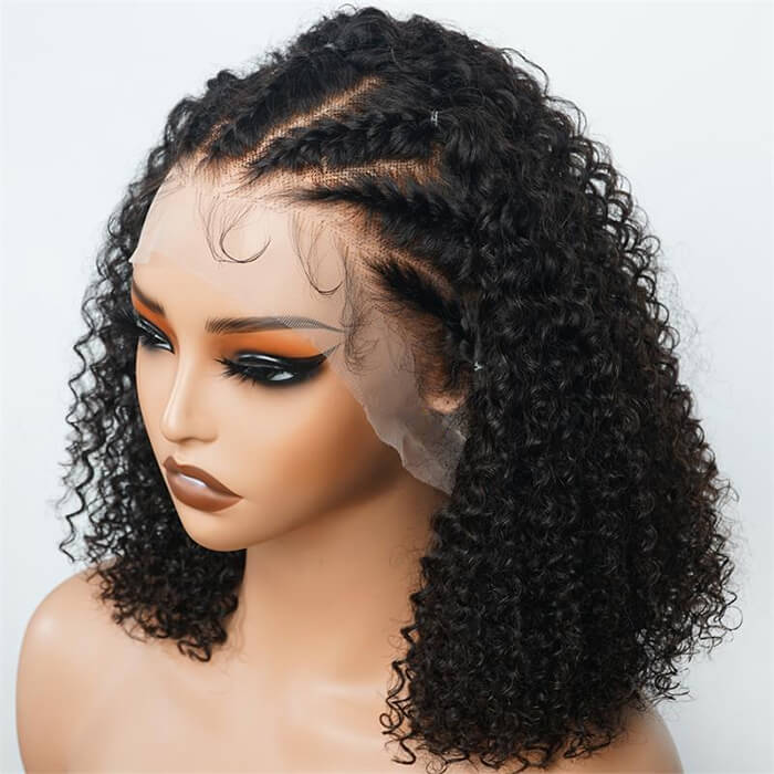 Braiding Wigs Human Hair 13x4 Lace Front Curly Bob Wigs