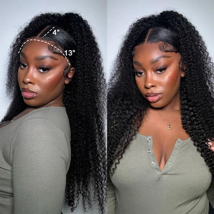 Jerry Curly 13x4 HD Transparent Lace Front Human Hair Wigs For Women