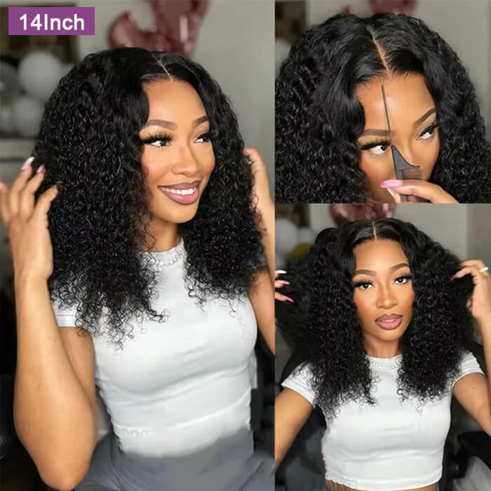 Suqu Hair Ready To Wear Curly Bob Wigs 13x4 Pre Cut HD Lace Front Wigs For Women