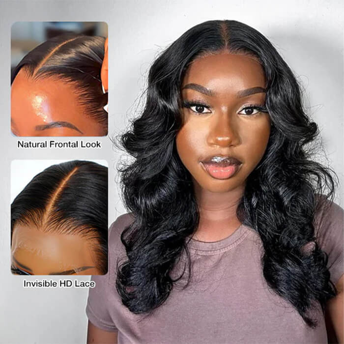 2 Glueless Wigs Set | 16'' 13x4 HD Lace Frontal Body Wave Wig+10'' Chocolate Brown 4x4 Lace Closure Straight Wig