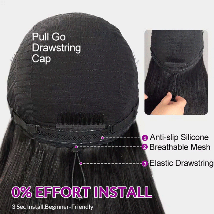 Real Show | Body Wave Wig | Drawstring Pull Go |Closure HD Lace Glueless Wig (12-32'')