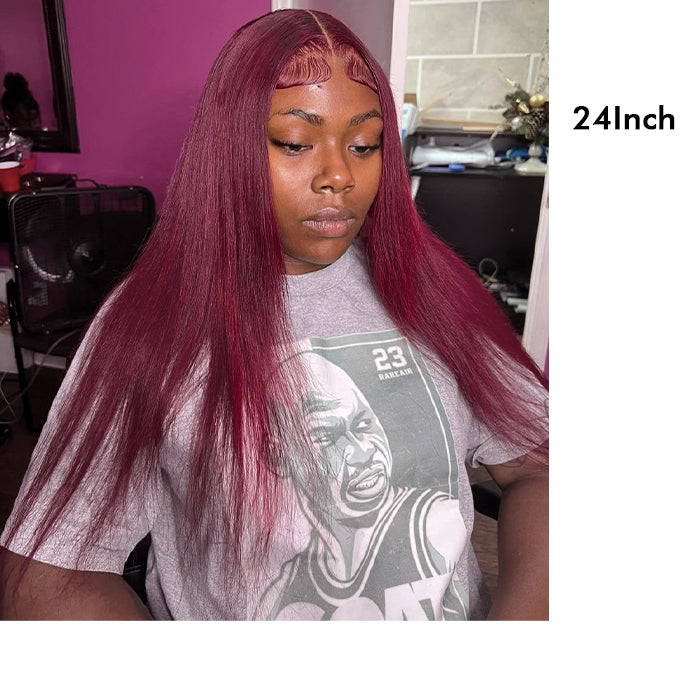 Real Show | Straight Wig | 99J Burgundy Color | Frontal/Closure HD Lace Glueless (14-32'')