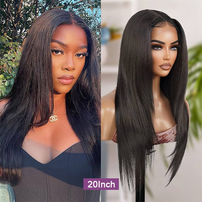 [20''=₵899] Natural Black Straight Wig For Beginners 4x4 Glueless Closure Pre Plucked Brazilian Virgin Hair Wigs