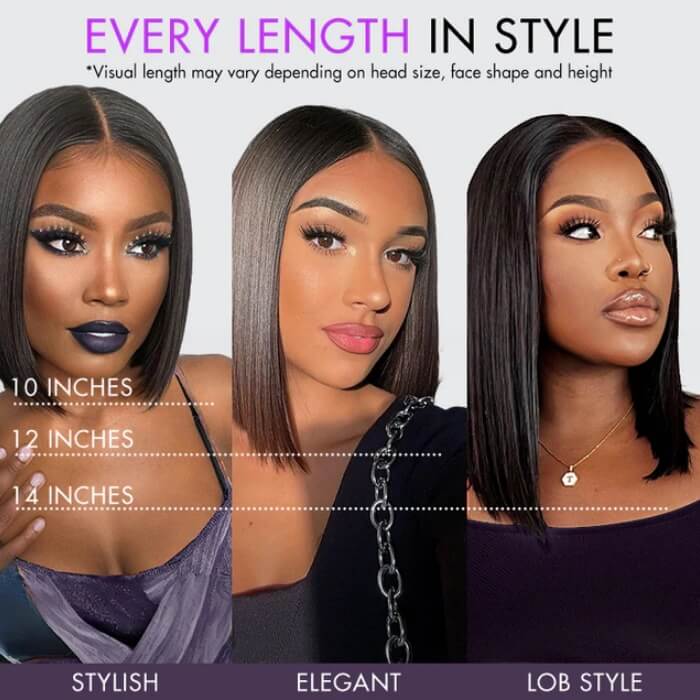 Suqu Hair Short Straight Short Bob Wigs Transparent Lace Frontal Human Hair Wig