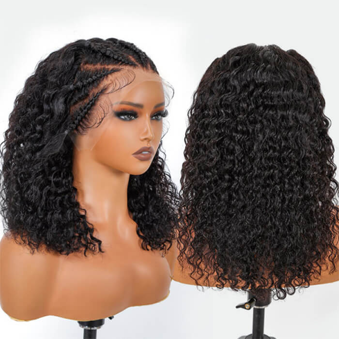 Braiding Wigs Human Hair 13x4 Lace Front Curly Bob Wigs
