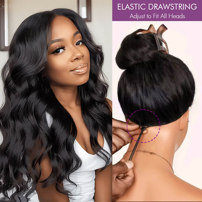 Real Show | Body Wave Wig | Drawstring Pull Go |Closure HD Lace Glueless Wig (12-32'')