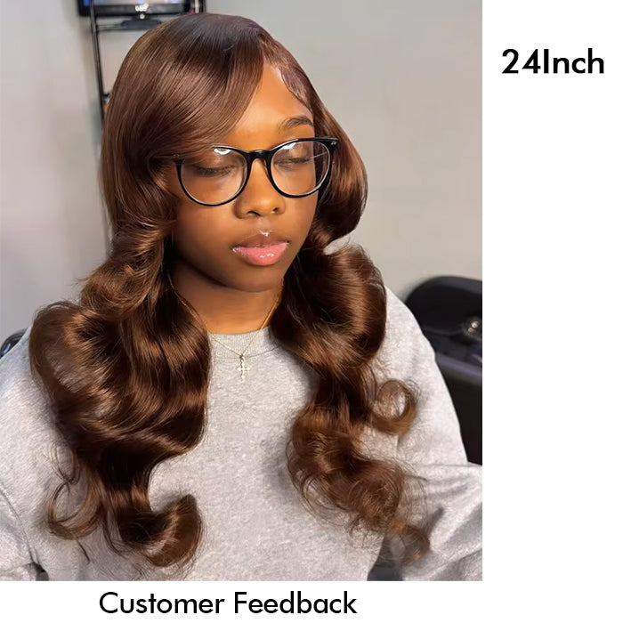 #4 Chocolate Brown Wig 13x4 Lace Front Wig Body Wave Human Hair Wigs