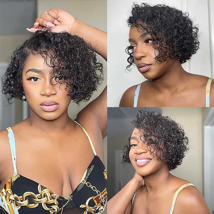 2 Glueless Wigs Set | 18'' 13x4 HD Lace Frontal Deep Wave Wig+Pixie Cut Lace Frontal Curly Wig