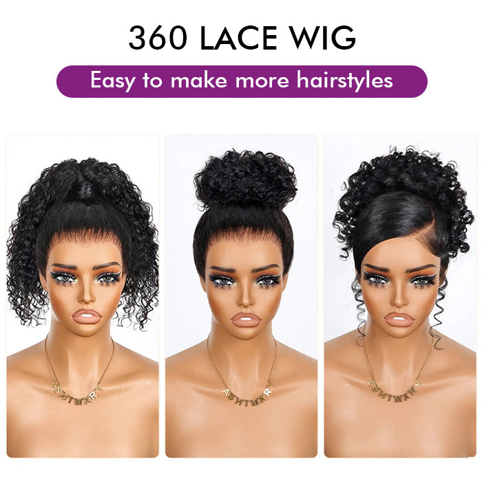 Suqu Hair 360 Lace Frontal Wig Pre Plucked Curly Lace Front Wig For Black Women