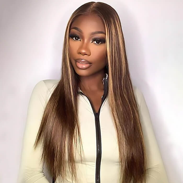 BOGO-P427 Colored Brazilian Loose Wave 13x4 Lace Front Wig Highlight Ombre Human Hair Wigs