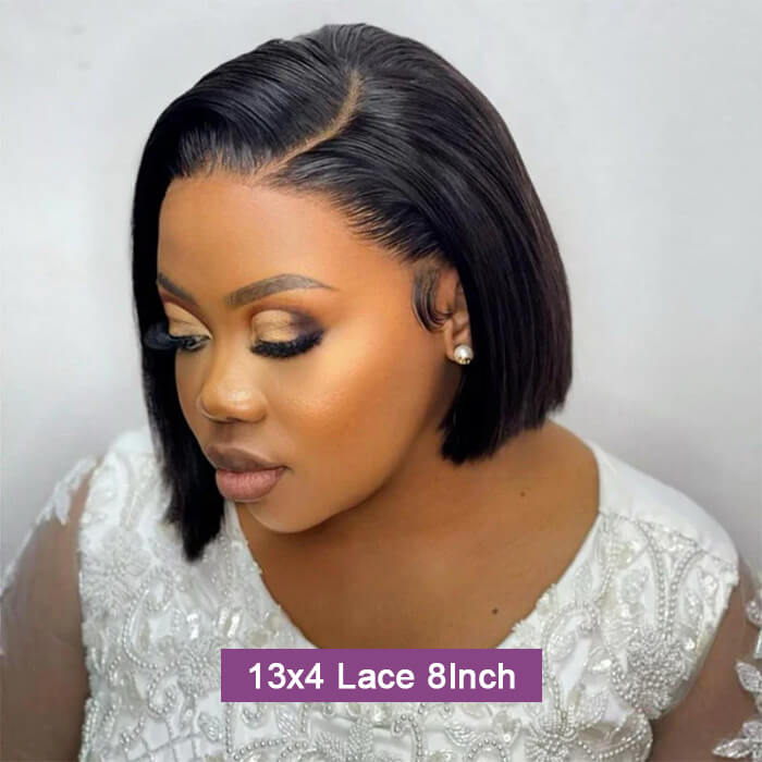 2 Glueless Wigs Set | 13x4 Lace Frontal Straight Bob Wig+10'' 4x4 Lace Closure Brown Straight Bob Wig
