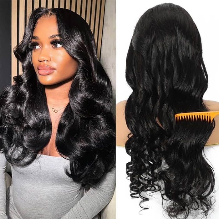 2 Glueless Wigs Set |22'' 13x4 HD Lace Frontal Body Wave Wig+22'' 4x4 Lace Closure Straight Wig