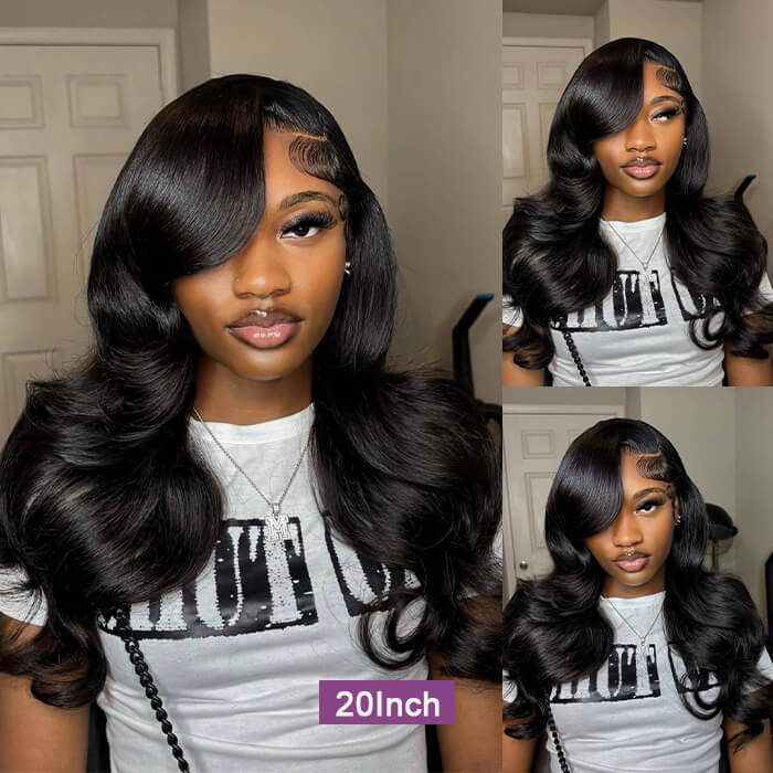 [20''=₵899] Body Wave HD Invisible 4x4 Glueless Closure Wigs Pre Plucked Brazilian Virgin Hair