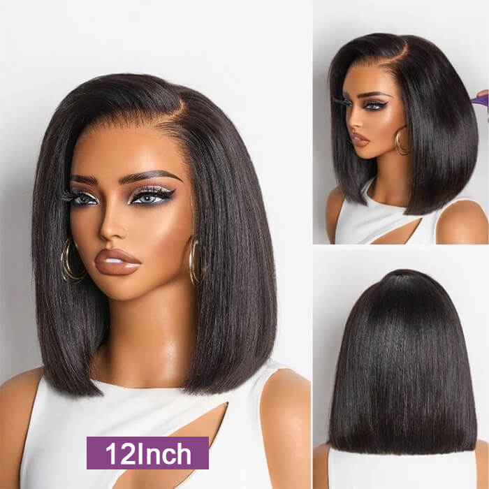 Suqu Hair Short Straight Short Bob Wigs Transparent Lace Frontal Human Hair Wig