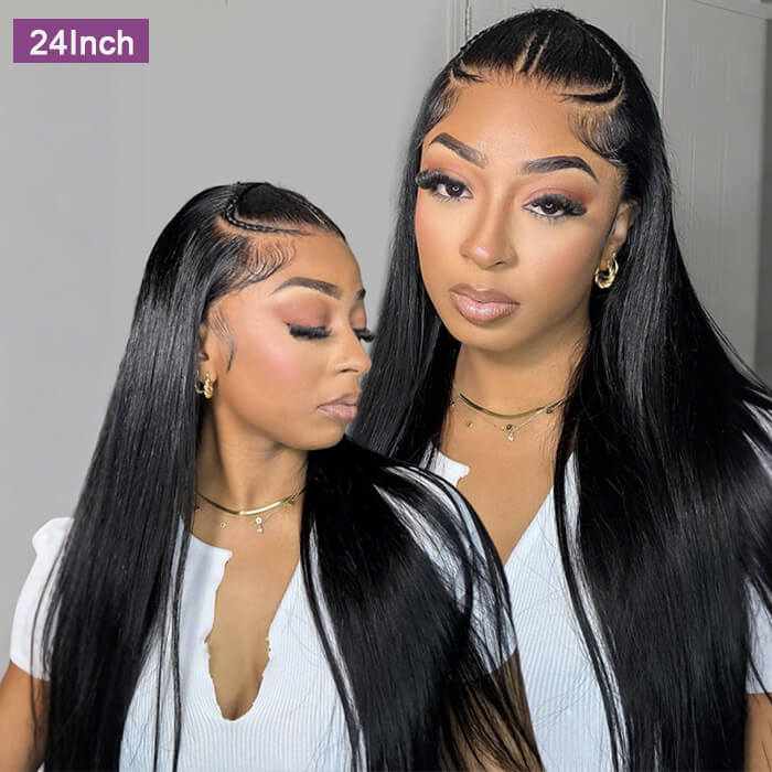 Glueless Pre Braided Wig Straight Hair 13x4 HD Lace Frontal Human Hair Wig