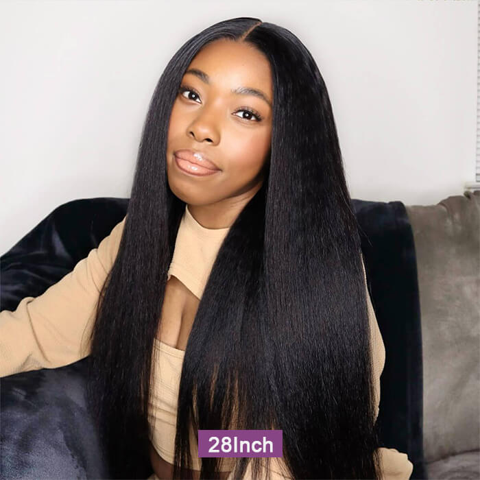 Pull Go Glueless Yaki Straight With Drawstring 100% Human Hair Wig