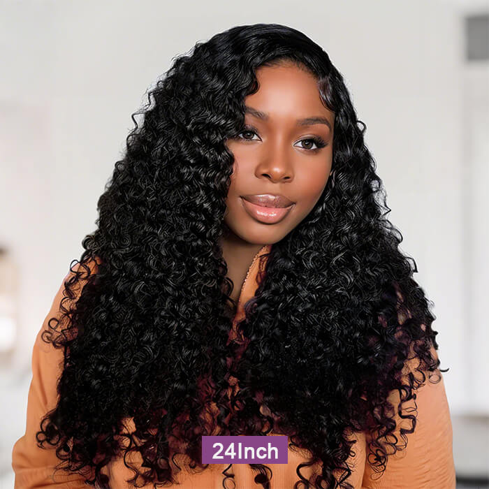 Pull Go Glueless Wig Jerry Curly With Drawstring Natural Black Breathable Cap 100% Human Hair Wig