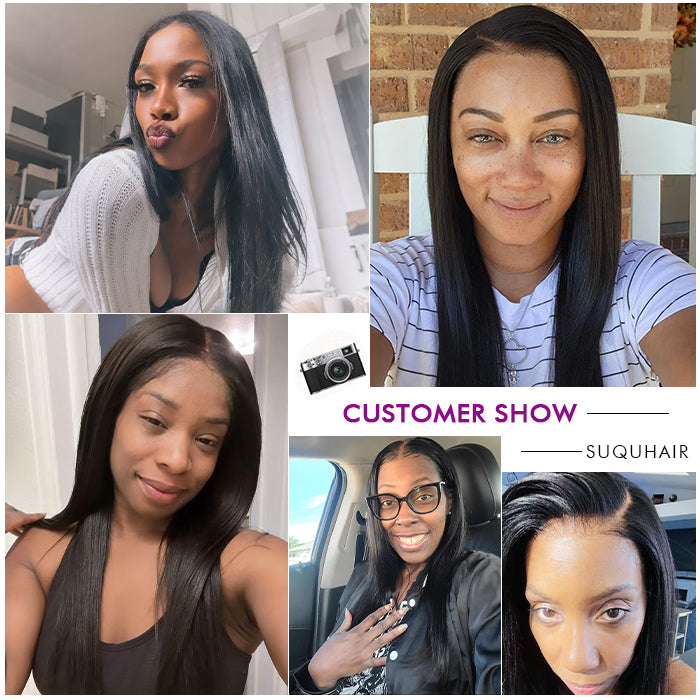 [20''=₵899]Straight Wig For Beginners 4x4 Glueless Closure Pre Plucked Brazilian Virgin Hair Wigs