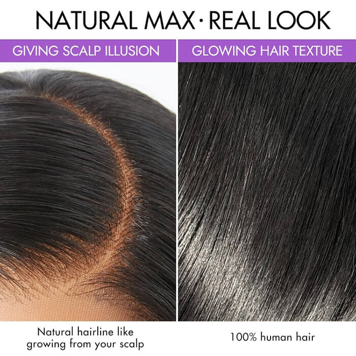 Pull Go Glueless Wig Silky Straight With Drawstring Natural Black 100% Human Hair Wig