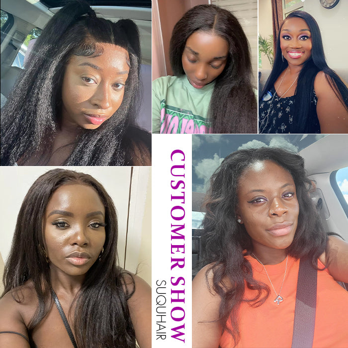 Real Show | Yaki Straight Wig | Drawstring Pull Go | Closure HD Lace Glueless Wig (12-32'')