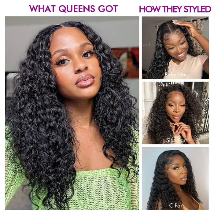 [18''=₵899] Water Wave 4x4 Lace Closure Pre-Cut Glueless Wig