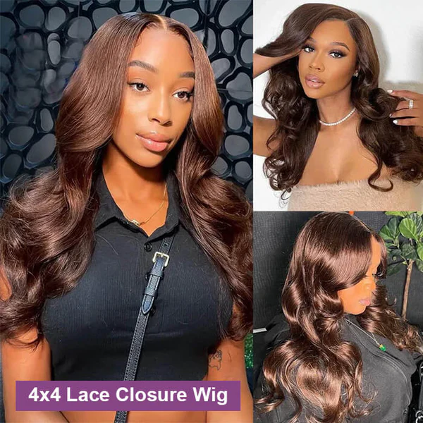 2 Glueless Wigs Set | 20'' 13x4 HD Lace Frontal Straight Wig+24'' 4x4 Lace Closure Brown Body Wave Wig