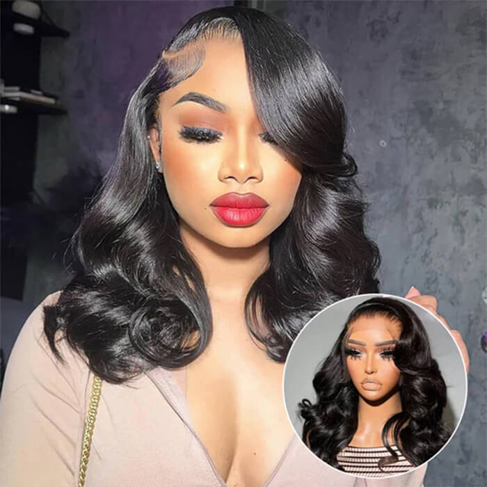 2 Glueless Wigs Set | 16'' 13x4 HD Lace Frontal Body Wave Wig+10'' Chocolate Brown 4x4 Lace Closure Straight Wig