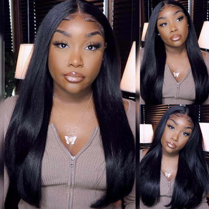 2 Glueless Wigs Set | 22'' 13x4 HD Lace Frontal Loose Wave Wig+22'' 4x4 Lace Closure Straight Wig
