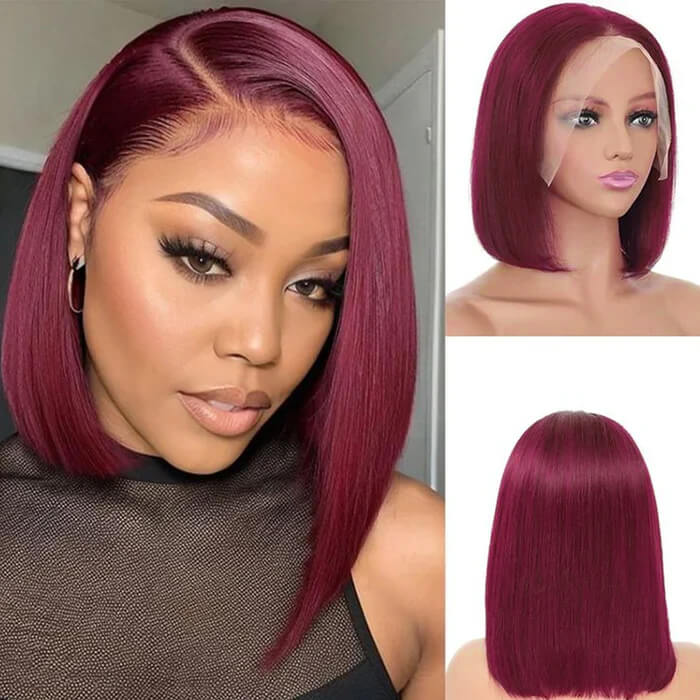 Colored Short Bob HD Lace Human Hair Wigs For Women
