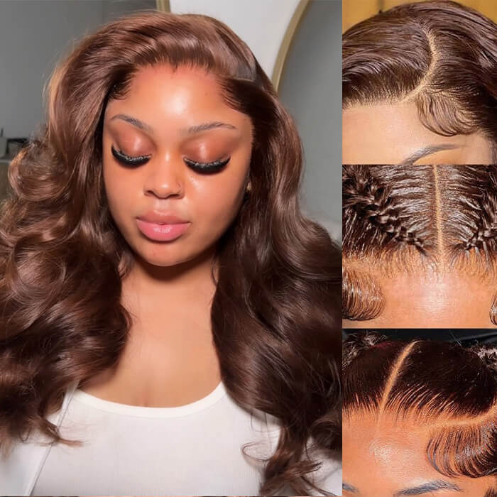 #4 Brown Body Wave/Straight  Human Hair Glueless Wigs For Beginners 4x4/13x4 Lace Front Wigs