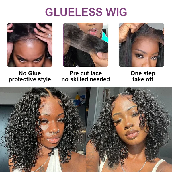 Suqu Hair Ready To Wear Curly Bob Wigs 13x4 Pre Cut HD Lace Front Wigs For Women