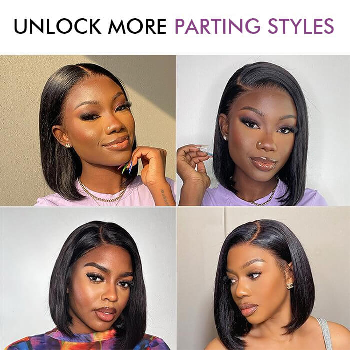 Suqu Hair Short Straight Short Bob Wigs Transparent Lace Frontal Human Hair Wig