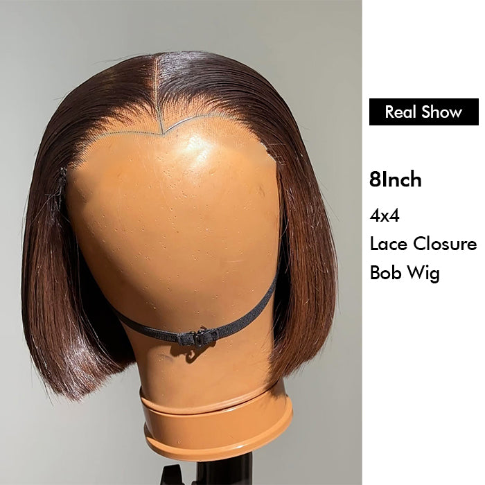 Wholesale Price | 8Inch Brown Bob Wig | Glueless Frontal 4*4 Lace