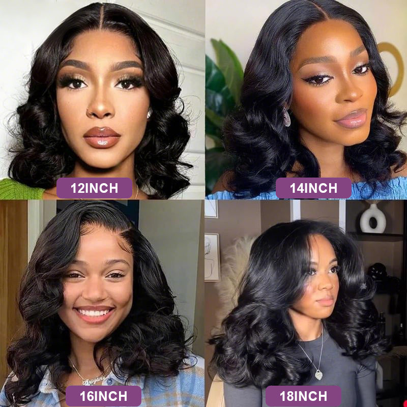 Wear And Go Transparent Body Wave Bob Wig Pre Bleached Knots Glueless Lace Front Wig