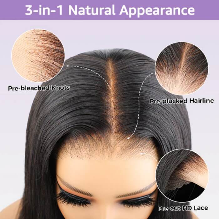 BOGO-Yaki Straight Human Hair Wig Pre-plucked HD Lace Frontal Wig
