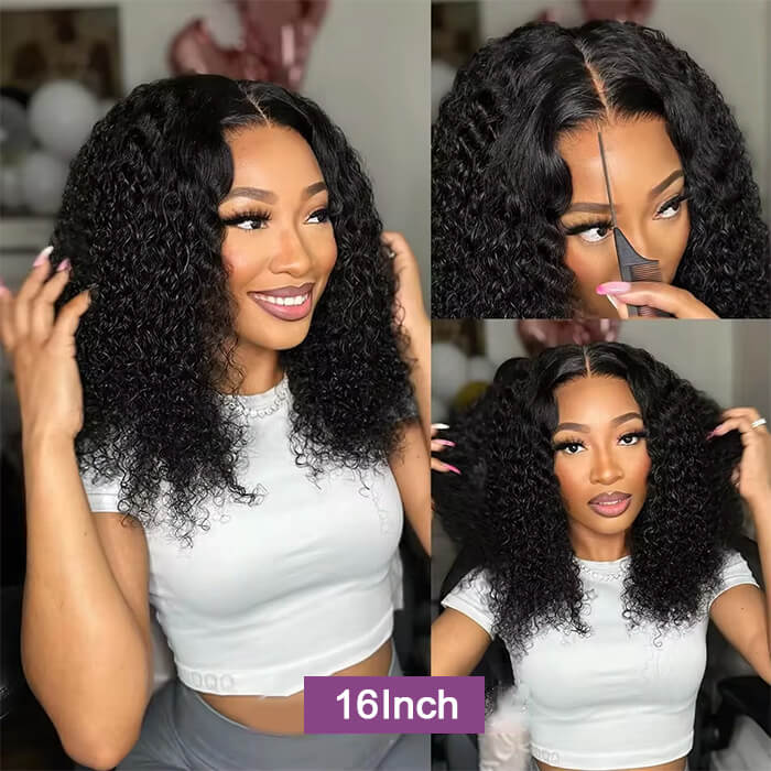 Suqu Hair Jerry Curly 13x4 Transparent Lace Front Short Bob Wig For Women