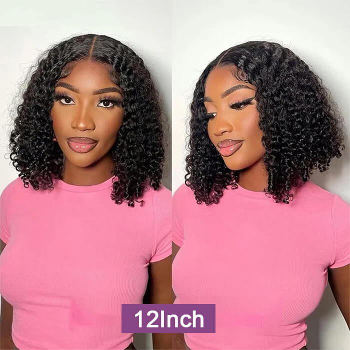Suqu Hair Jerry Curly 13x4 Transparent Lace Front Short Bob Wig For Women