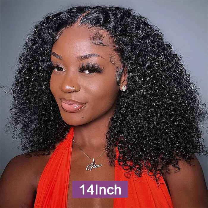 Suqu Hair Jerry Curly 13x4 Transparent Lace Front Short Bob Wig For Women