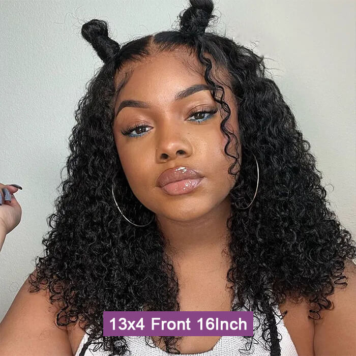 Suqu Hair Jerry Curly 13x4 Transparent Lace Front Short Bob Wig For Women