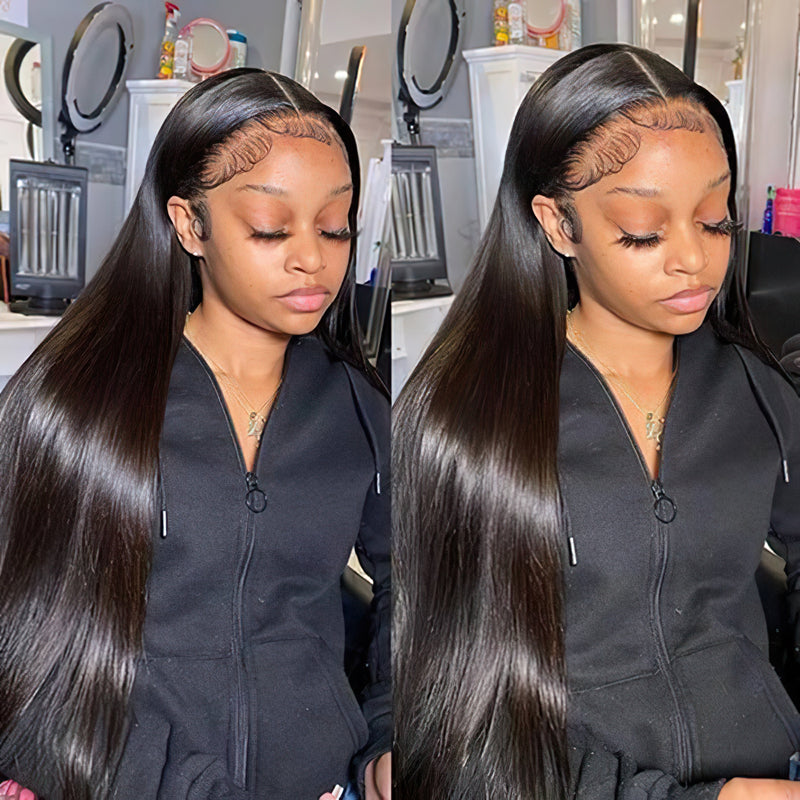 Long Straight Natural Color 2x6 5x5 Invisible Lace Closure Wig 100% Human Hair