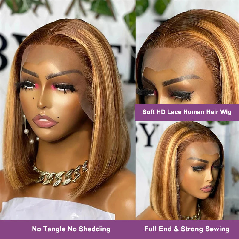 Highlight P4/27 Bob Wig Human Hair 13x4 HD Lace Front Wigs Human Hair