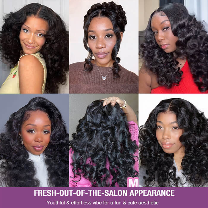 Glueless 4x4 Pre-Cut Lace Bouncy Wavy Egg Curl 13x4 Lace Frontal Wig